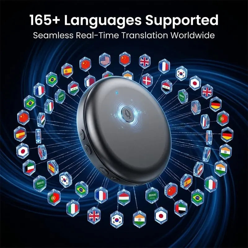 🌎 AI Wearable Translator – 165+ Language Two-Way Voice Translation Device, Real-Time AI Language Translator with Smart Learning, Bluetooth Connectivity for Travel, Work & Everyday Conversations