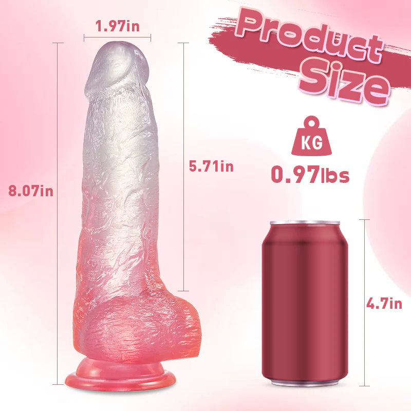Crystal Jelly Dildo With Strong Suction Cup Huge Dildo 8 Inch