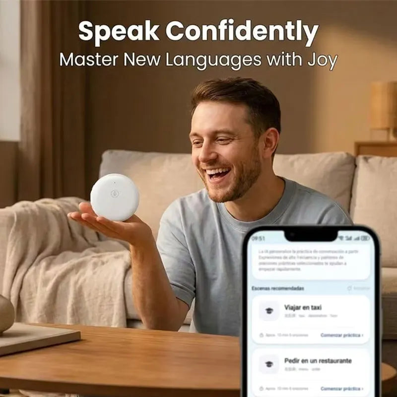 🌎 AI Wearable Translator – 165+ Language Two-Way Voice Translation Device, Real-Time AI Language Translator with Smart Learning, Bluetooth Connectivity for Travel, Work & Everyday Conversations