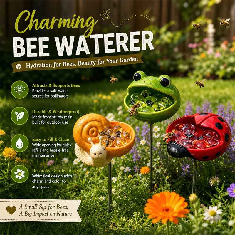 🌸🐝 Help Pollinators Thrive! | Frog. Snail & Ladybug Water Bowl Decor🐸🐌🐞