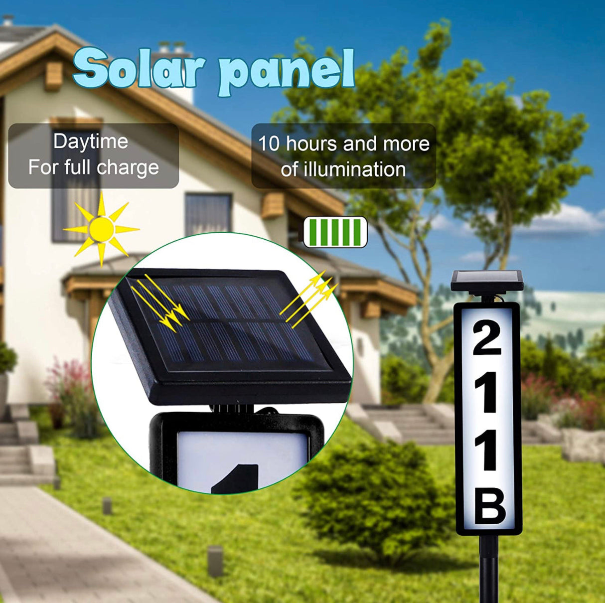 Solar Lighted House Address Numbers Sign
