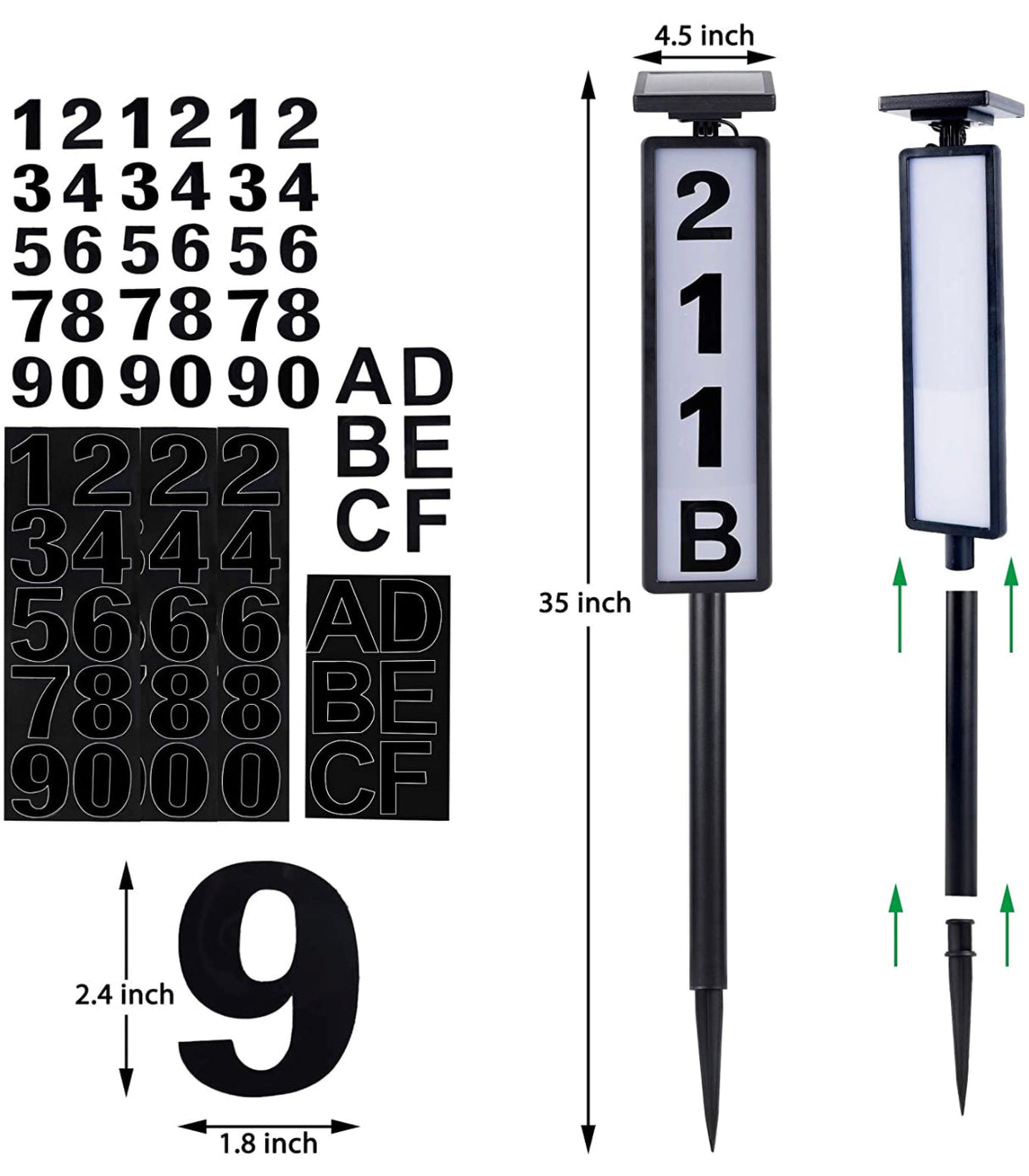 Solar Lighted House Address Numbers Sign