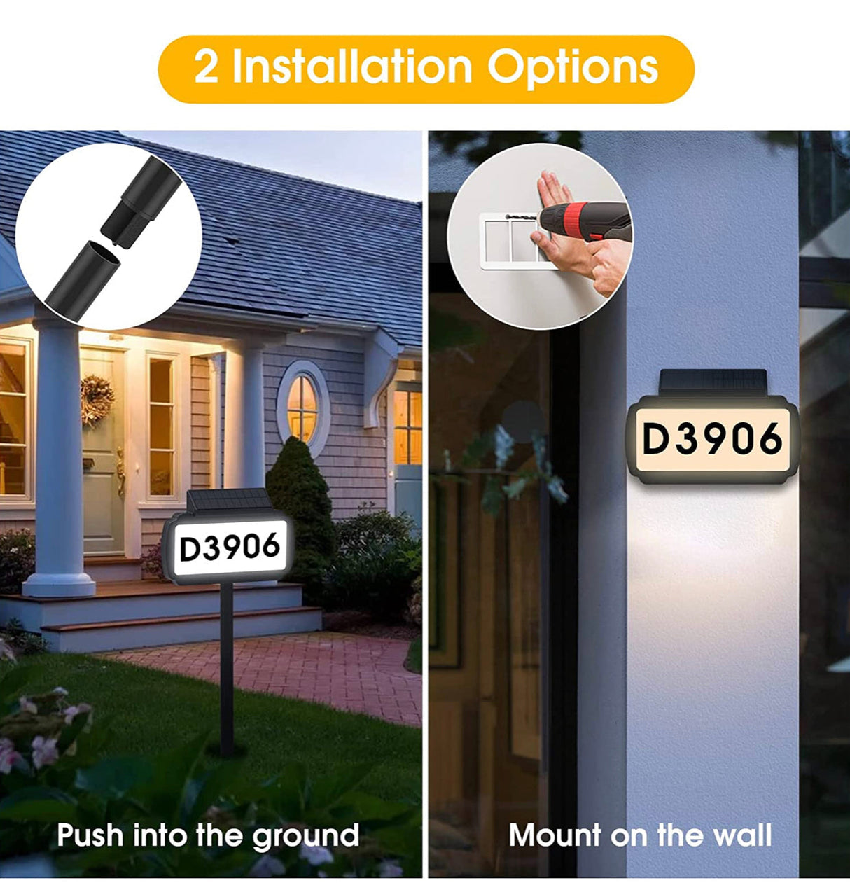 Solar Lighted House Address Numbers Sign