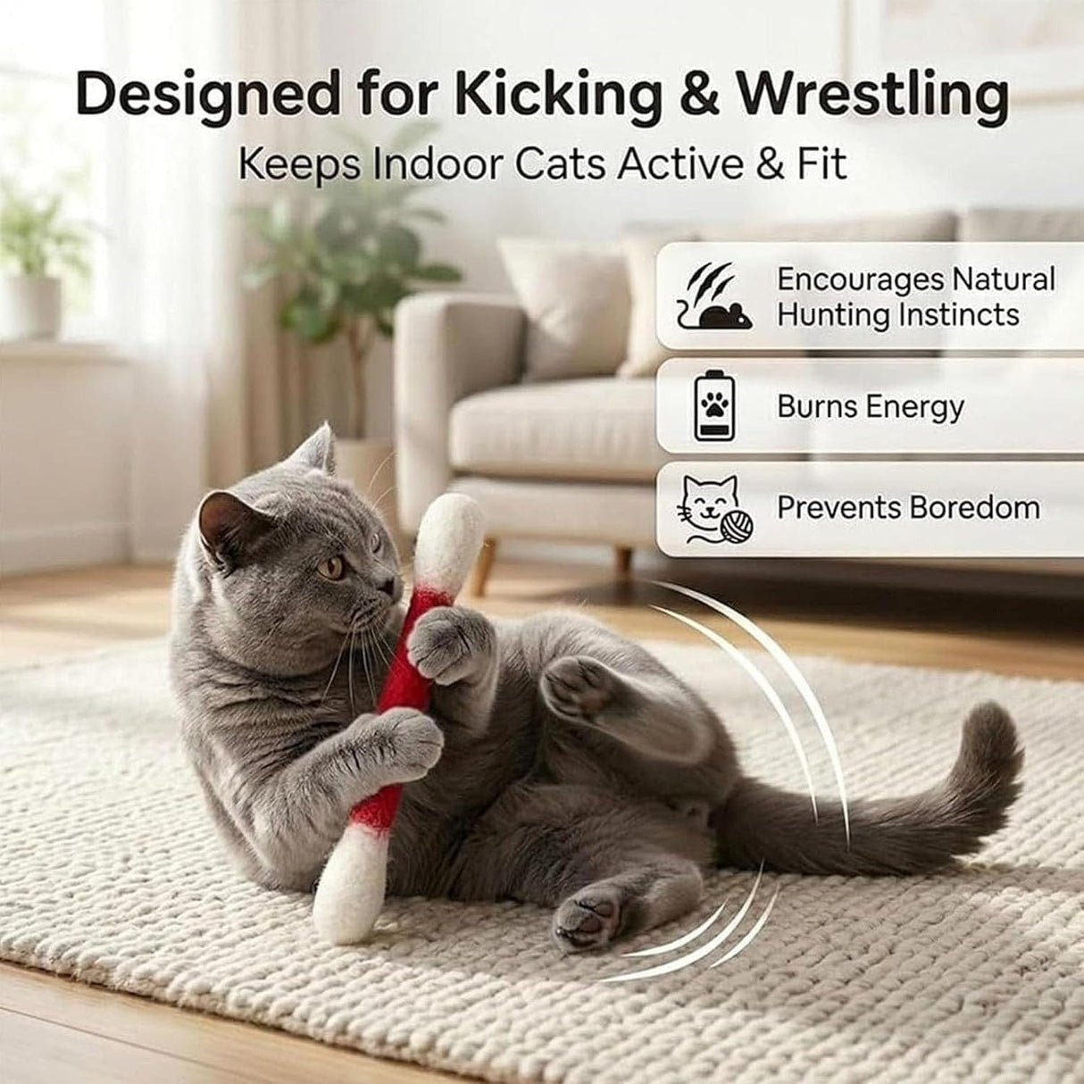 Giant Cotton Swab Cat Toy with Catnip 12PCS