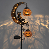👻 Solar Halloween Garden Stake Light with Black Cat & Pumpkin