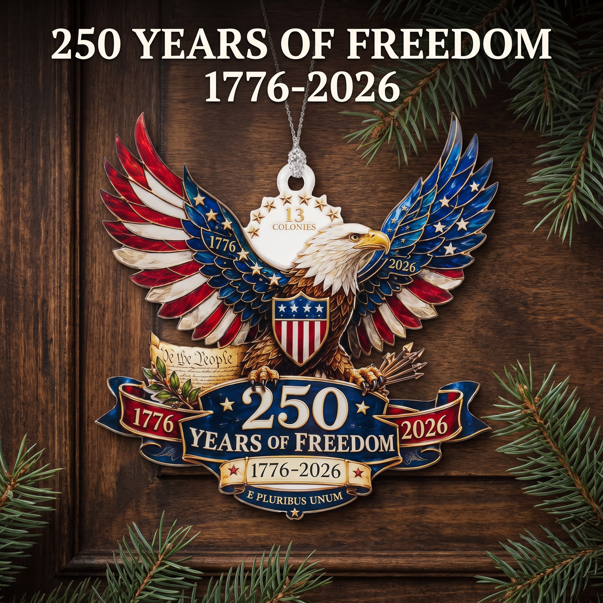 1776–2026 Freedom Eagle Christmas Ornament