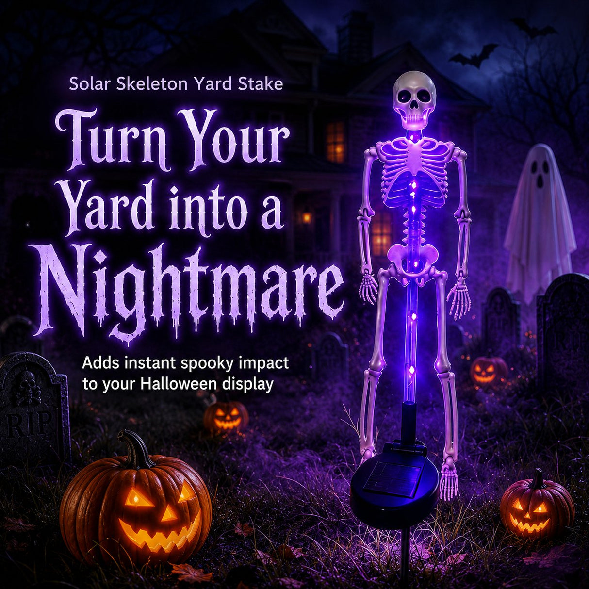 💀💜 Solar Skull Garden Stake Light