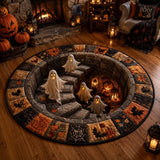 3D Haunted Stairway Round Halloween Rug