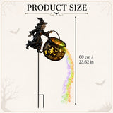 Lighted Flying Witch Cauldron Garden Stake