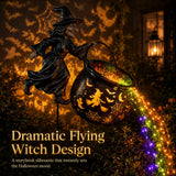 Lighted Flying Witch Cauldron Garden Stake