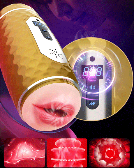 Vibrating Pocket Pussy With Screen Display Counting Heating Blowjob-2