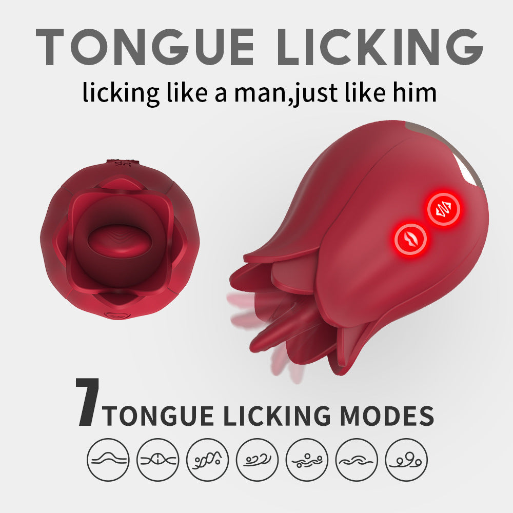Rose Petal Vibrator - 7 Tongue Licking Modes Clit & Nipples Sucking
