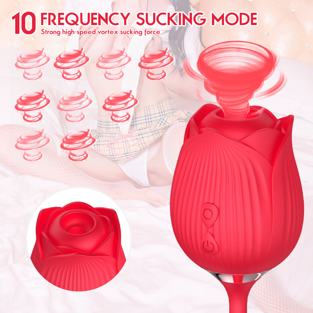 Rose Vibrator With Bullet Tongue| Strong Sucking Rose Suction Vibrator