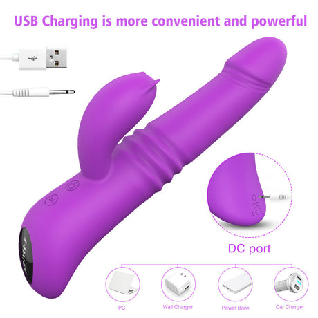 Telescoping Dildo for Women Thrusting Vibrator Vibrating Dildos-3