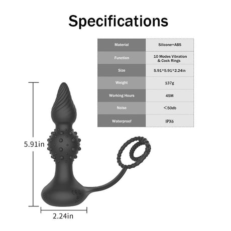 Remote Control Vibrating Anal Beads | Silicone Thrusting Butt Plug-2