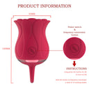 Vibrador con pétalos de rosa, succión de aire y estimulador de pezones y clítoris.