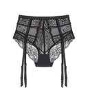 Bragas de encaje transparente con liguero de talle alto sexys