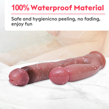 Double Penetration Dildo Suction Cup Silicone Allovers Thrusting Dildo-9
