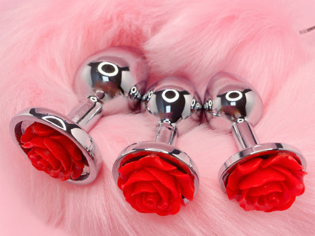 Rose Metal Butt Plug | Silver Small Anal Plug Sex Toys-4