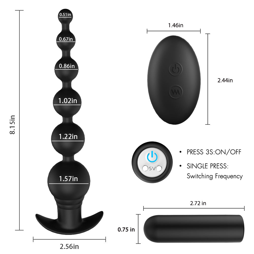 9 Frequency Charging Silicone Anal Bead Anal Plug