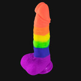 Rainbow Dildo | Silicone Suction Cups Allovers Thrusting Dildo