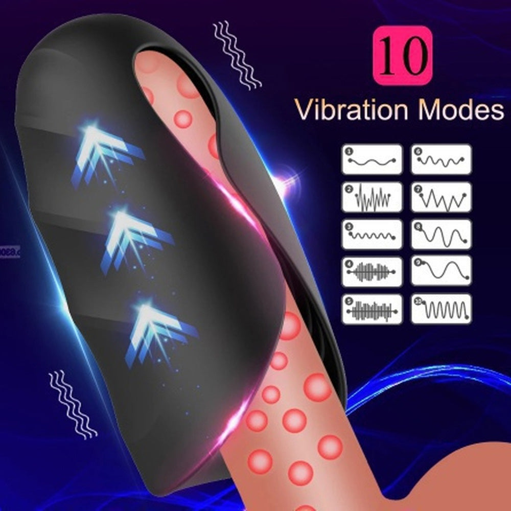 Black Warrior II 10 Frequency Clip Suction Vibration Masturbation Cup-3
