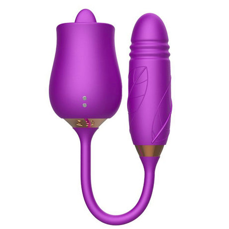 Rose Vibrator Tongue Licking Nipple Vibrator with Thrusting Vibrator