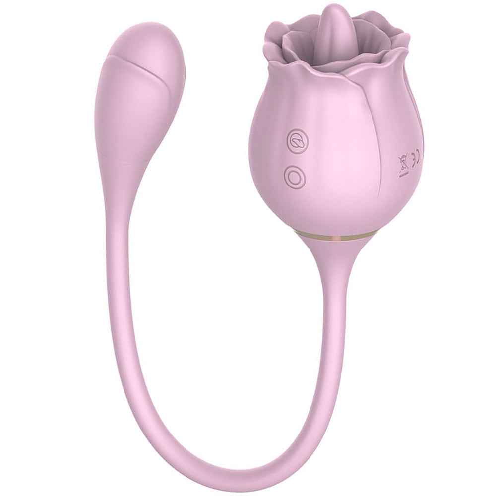 Pink Rose Vibrator - 9 Vibration Tongue Vibrator with Vibrating Egg