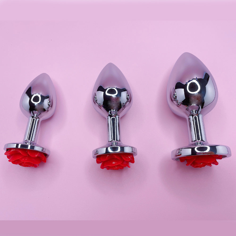 Rose Metal Butt Plug | Silver Small Anal Plug Sex Toys-6