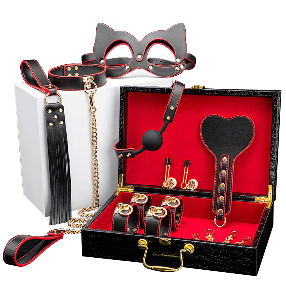 Portable Erotic Leather 8 Pieces Bundled Bondage SM Toys