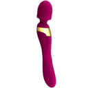Varita mágica de doble cabeza recargable con dildos vibradores