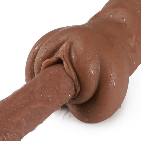 Brown Pocket Pussy Realistic Mouth Silicone Blowjob Simulator-5