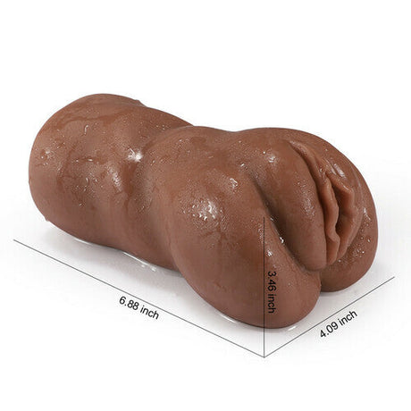 Brown Pocket Pussy Realistic Mouth Silicone Blowjob Simulator-6