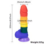 8 Inch Allovers Dildo Transparent Sucker Rainbow Dildo