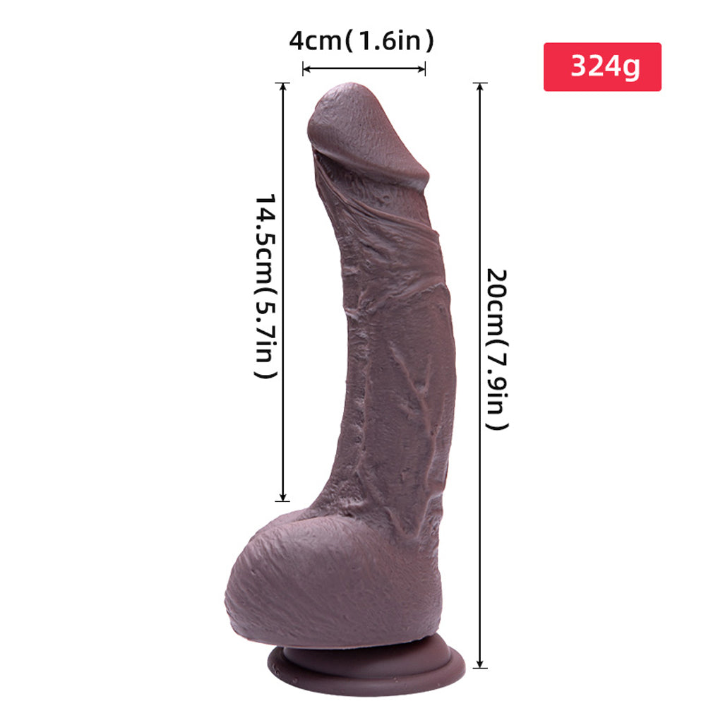 Suction Cup Dark Brown Dildo - Silicone Allovers Thrusting Dildo