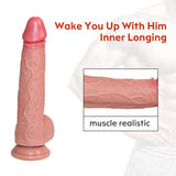 Double Thickened Allovers Thrusting Dildo Foreskin 9 Inch Dildo