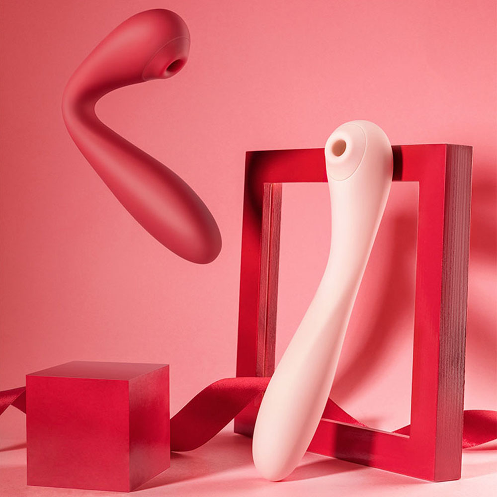 Flexible Pink Vibrating Dildos with Vibrating Suction