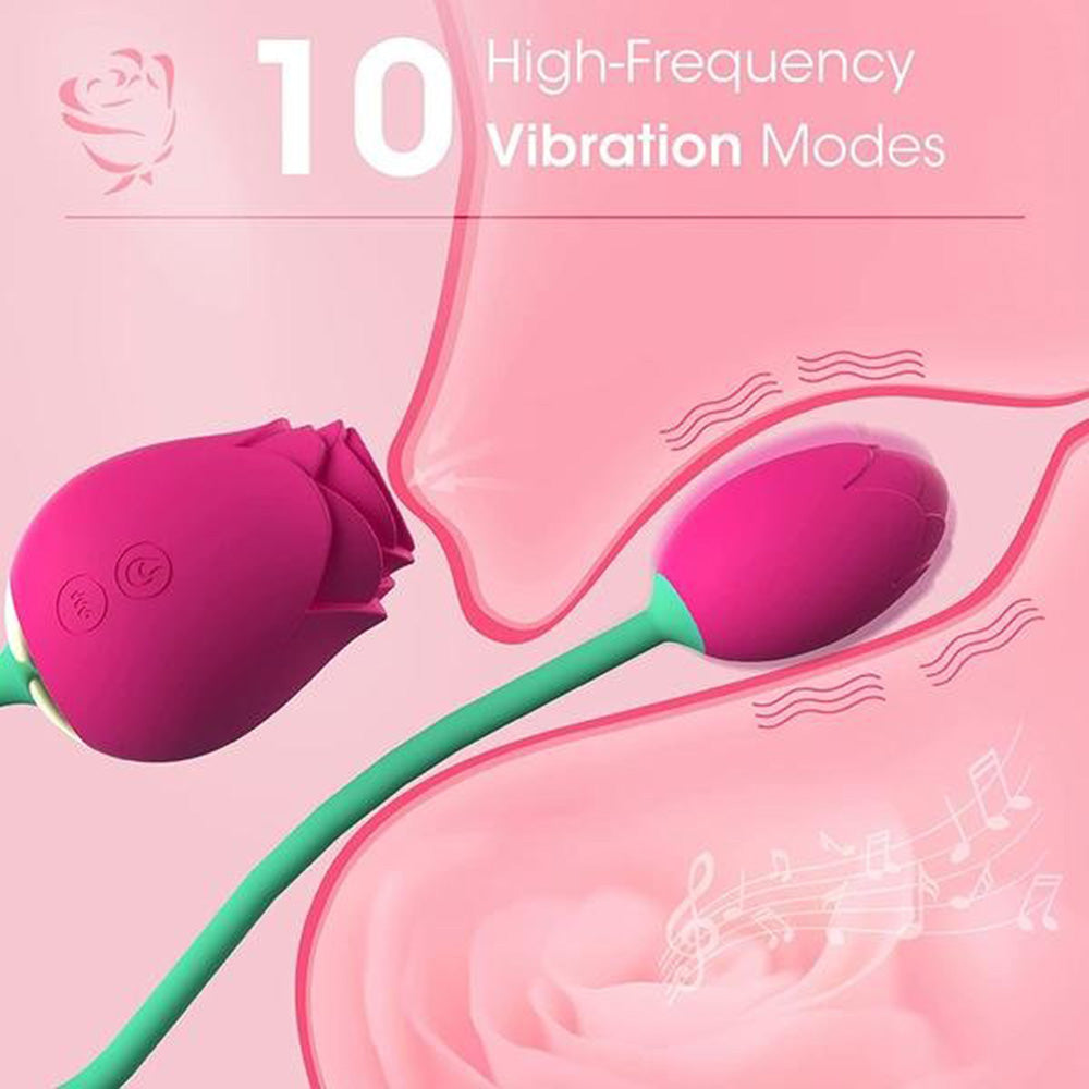 The Rose Vibrator - 5 Suction & 10 Vibration Modes with Vibrating Egg