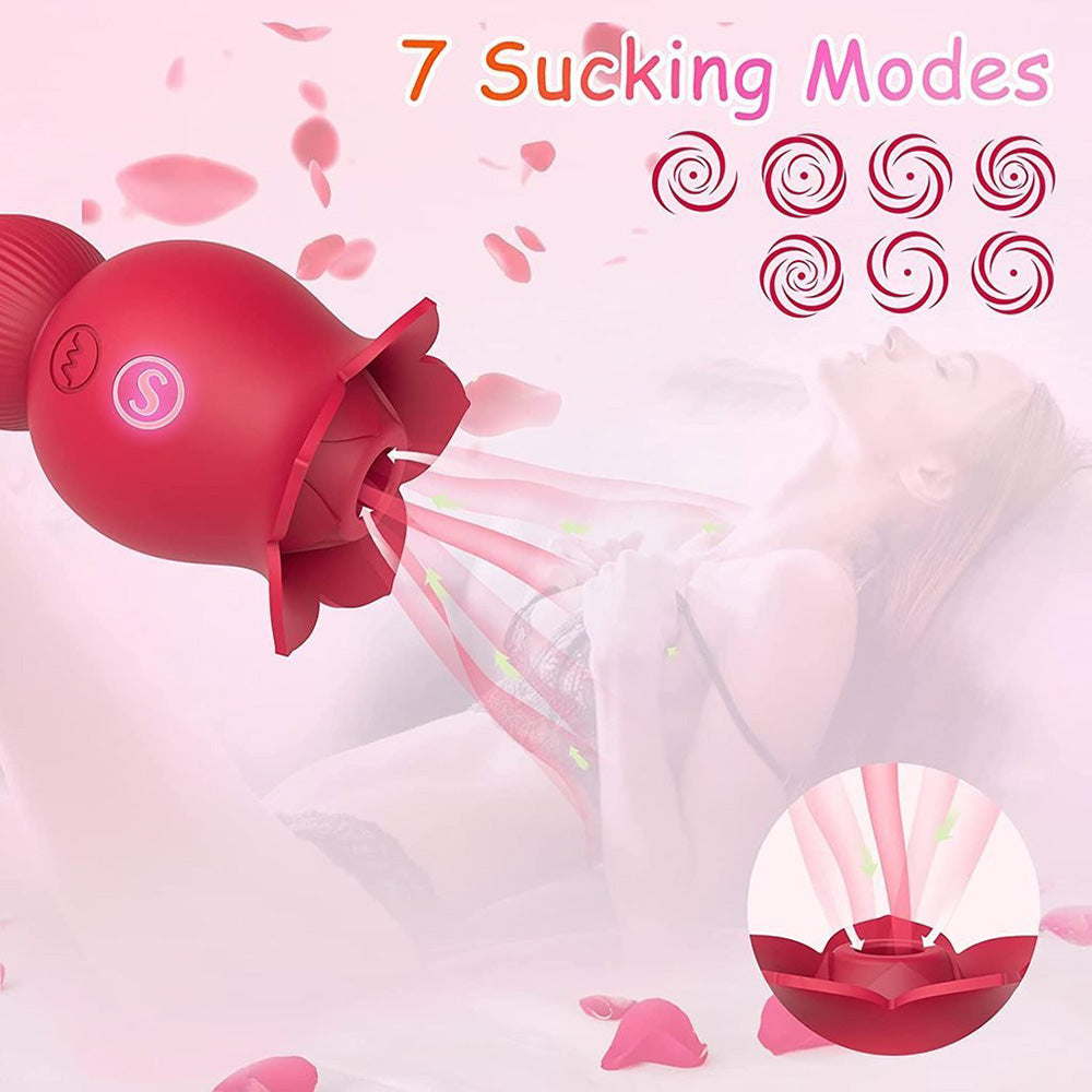 2 in 1 Rose Suction Vibrator and Tongue Vibrator for Female Male Couple