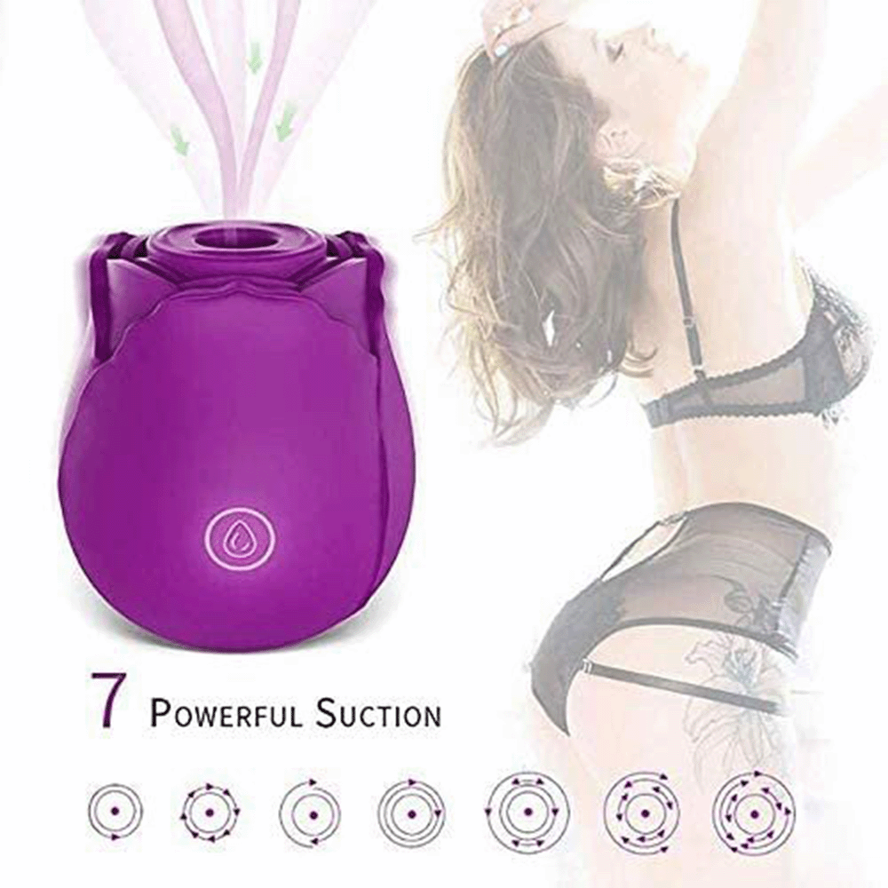 Purple Rose Suction Vibrator 7 Frequency Sucking Clit Massage Rose Toy-4