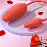 Red Rose Vibrator | Female Sex Toy With Retractable Vibrating Egg-6