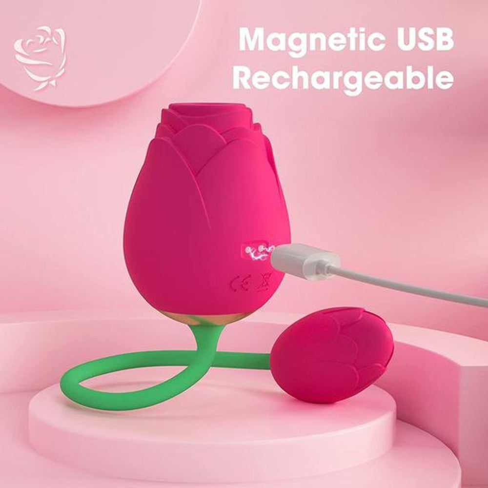 The Rose Vibrator - 5 Suction & 10 Vibration Modes with Vibrating Egg