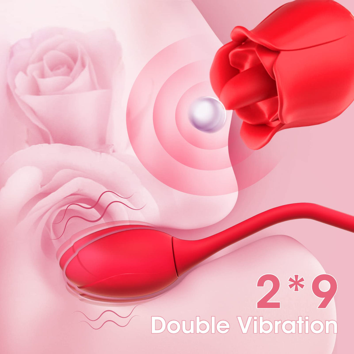 Rose Vibrator Tongue Licking Clitoris Stimulation with Vibrating Egg