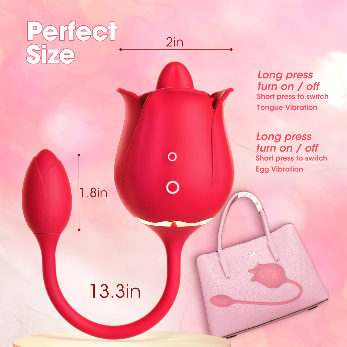 Rose Vibrator Tongue Licking Clitoris Stimulation with Vibrating Egg