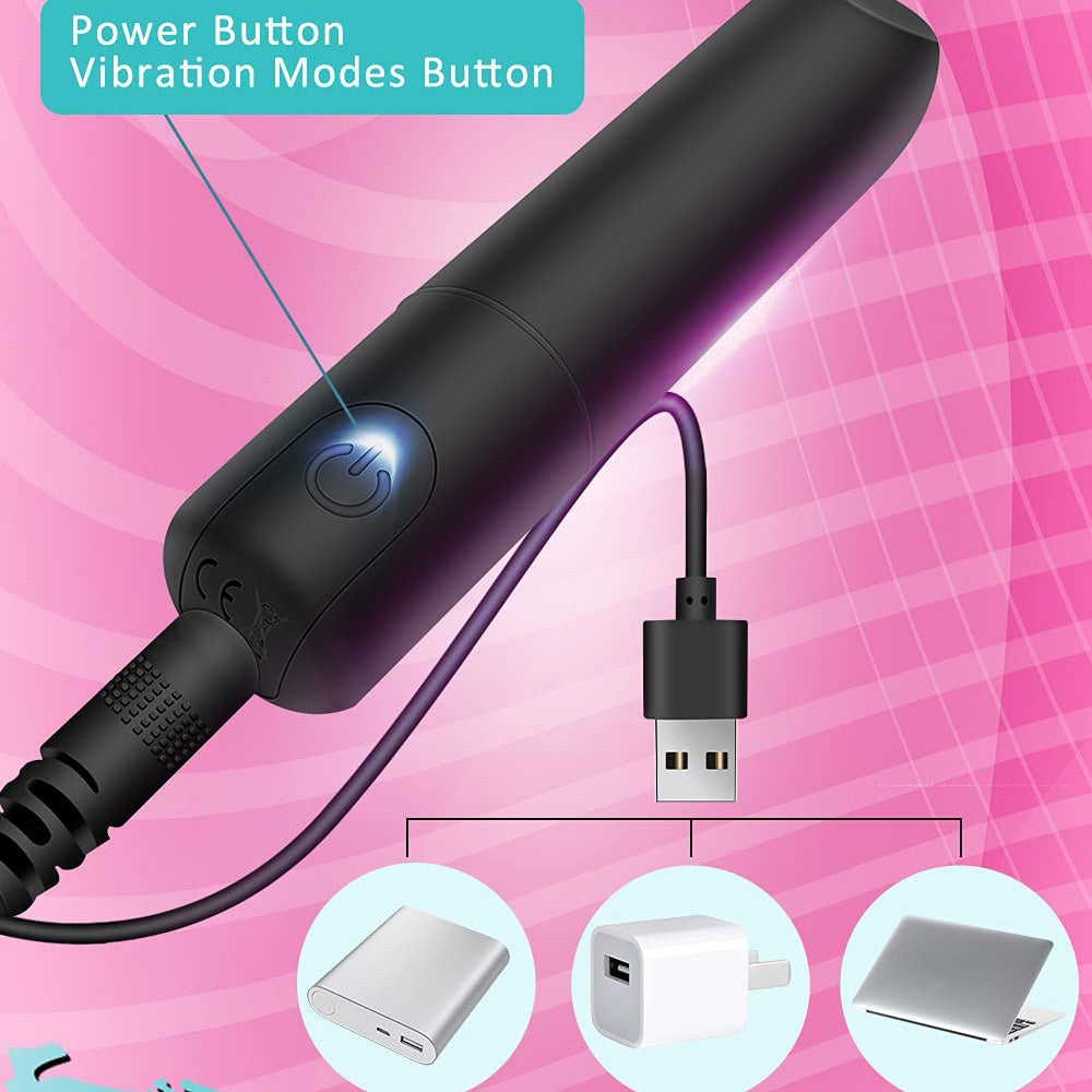 Bullet Vibrator with Angled Tip, Rechargeable Lipstick Vibe with 10 Vibration Modes Waterproof