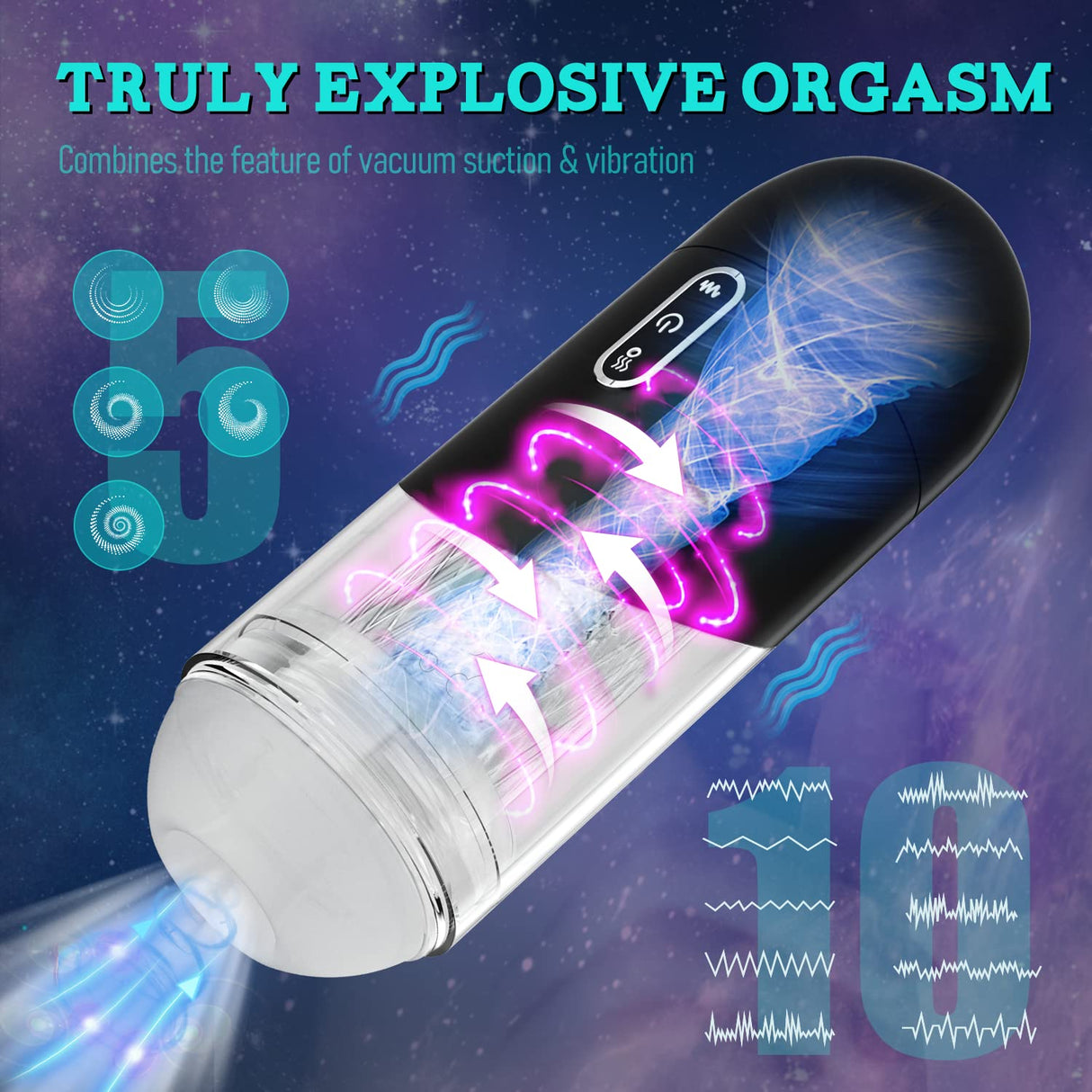 5 Suction And 10 Vibrating Fully Automatic Masturbation Cups
