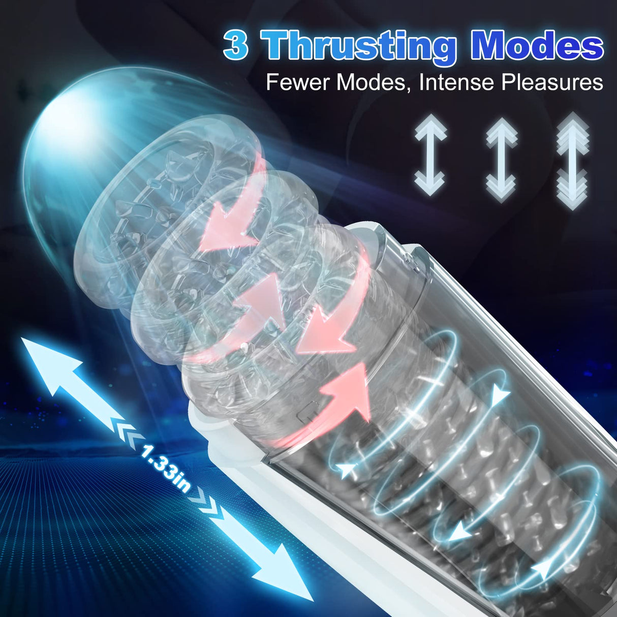 Rocket VII 3 Thrusting 4 Rotateautomatic Rotary Thrust Male Aircraftcup with Tpe Sleeve