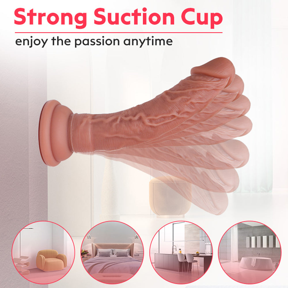 Double Layer Allovers Thrusting Dildo| Suction Cup Silicone Dildo