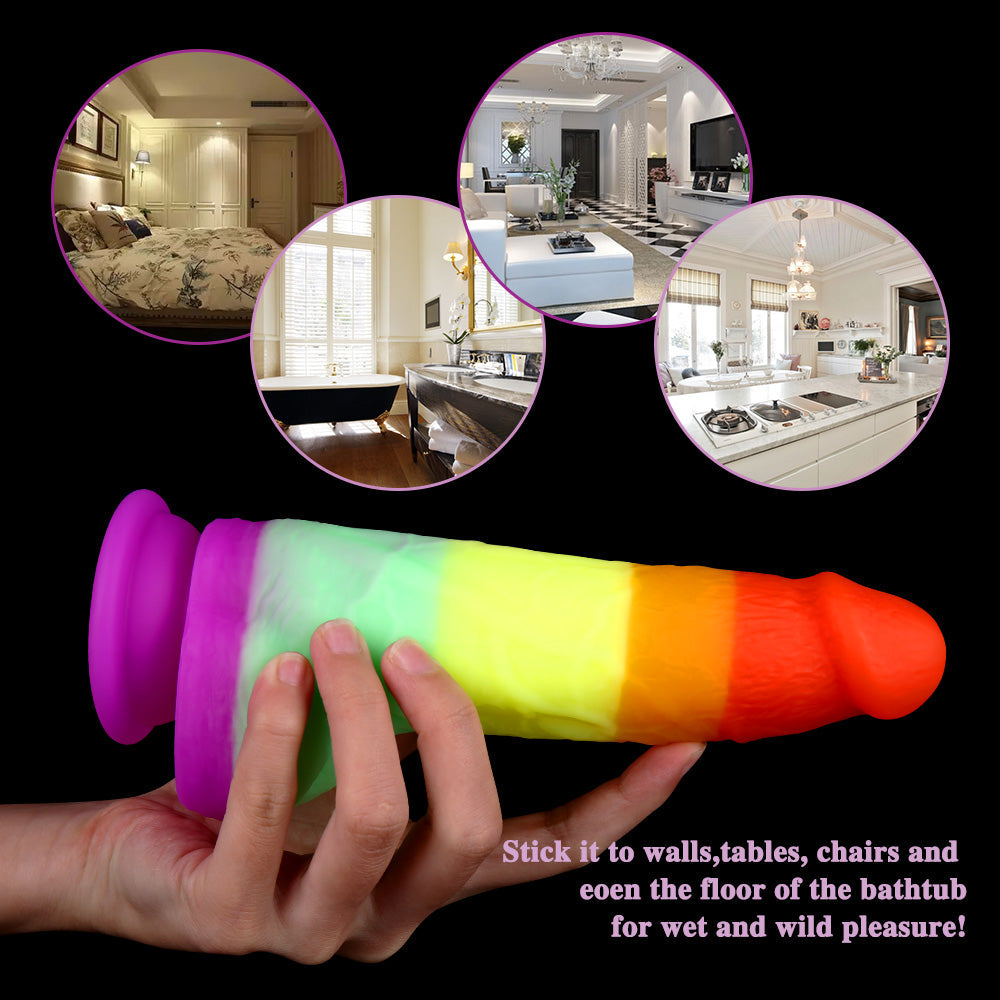 Rainbow Dildo Realistic Silicone Suction Cups Allovers Dildo