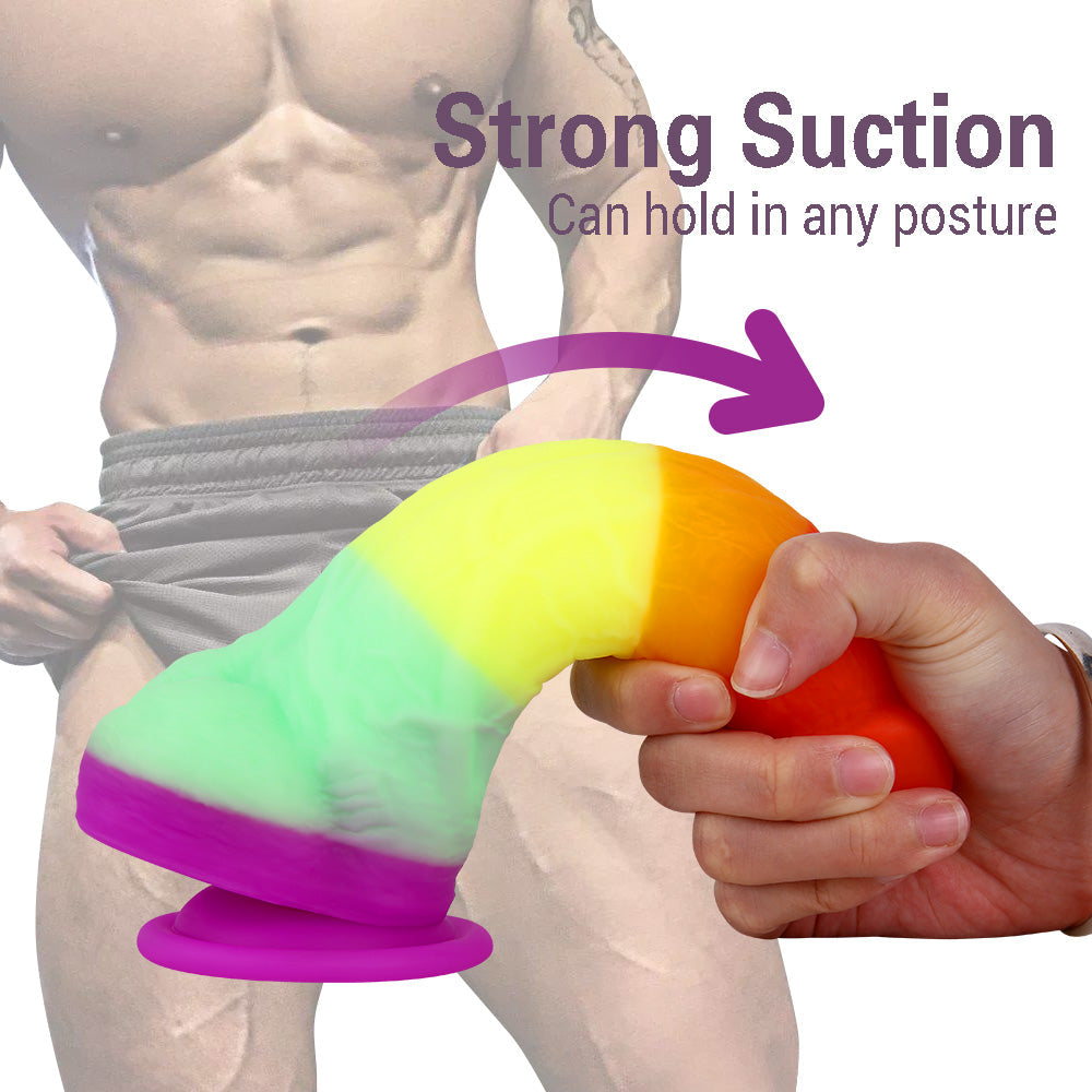 Rainbow Dildo Realistic Silicone Suction Cups Allovers Dildo